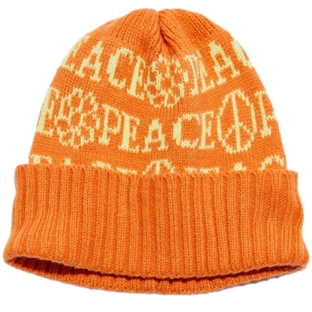 NEW with tags Urban Outfitters Peace print Orange Yellow Ellie Knit Beanie